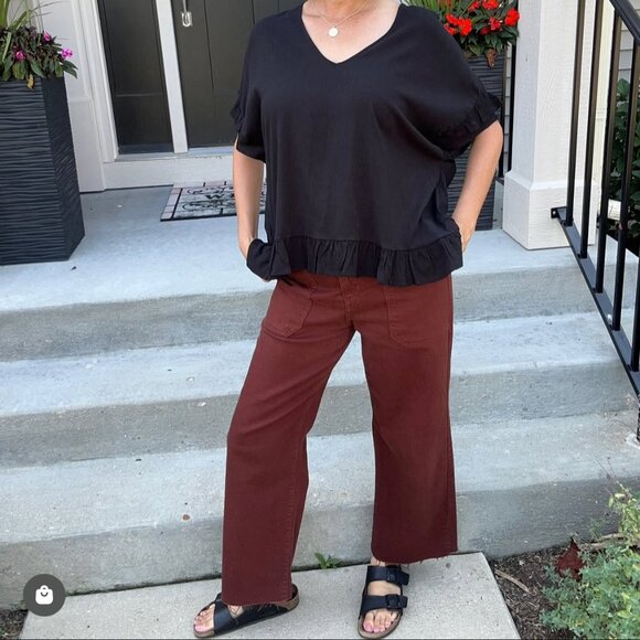 NWT JUST BLACK DENIM Cinnamon High Rise Wide Leg Jeans Raw Edge Hem Size 27 - Picture 1 of 5
